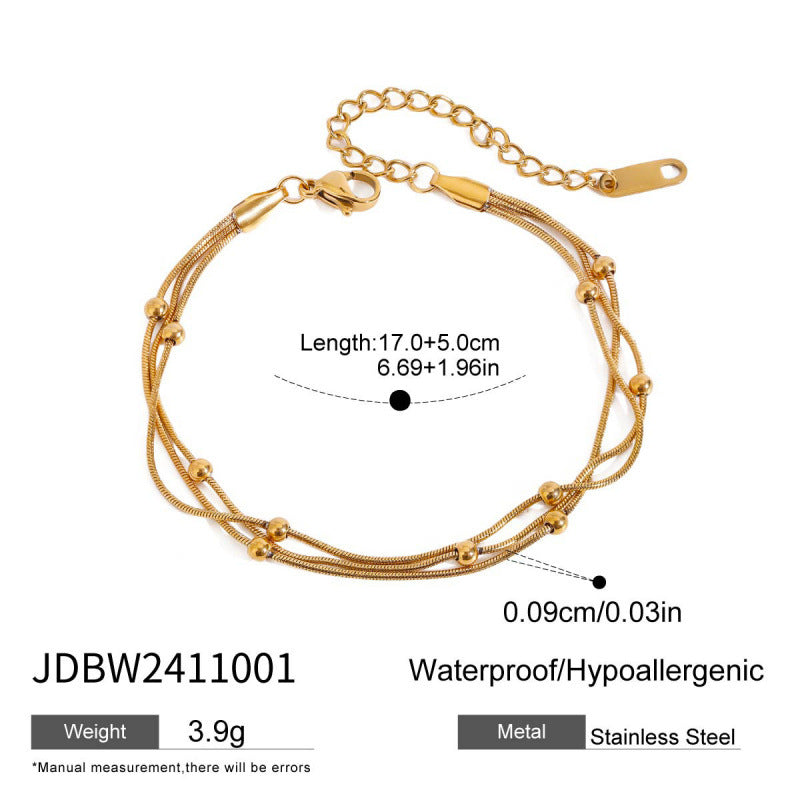 Stainless Steel Gold Multi-Layered Stacking Bracelet