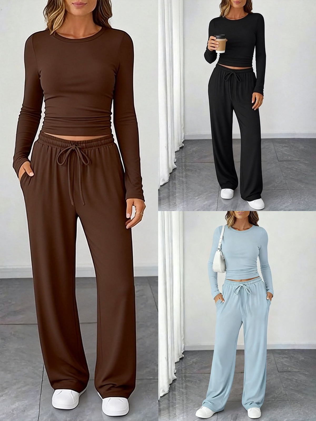 Women's Waist-Defining Long-Sleeve Tracksuit Set
