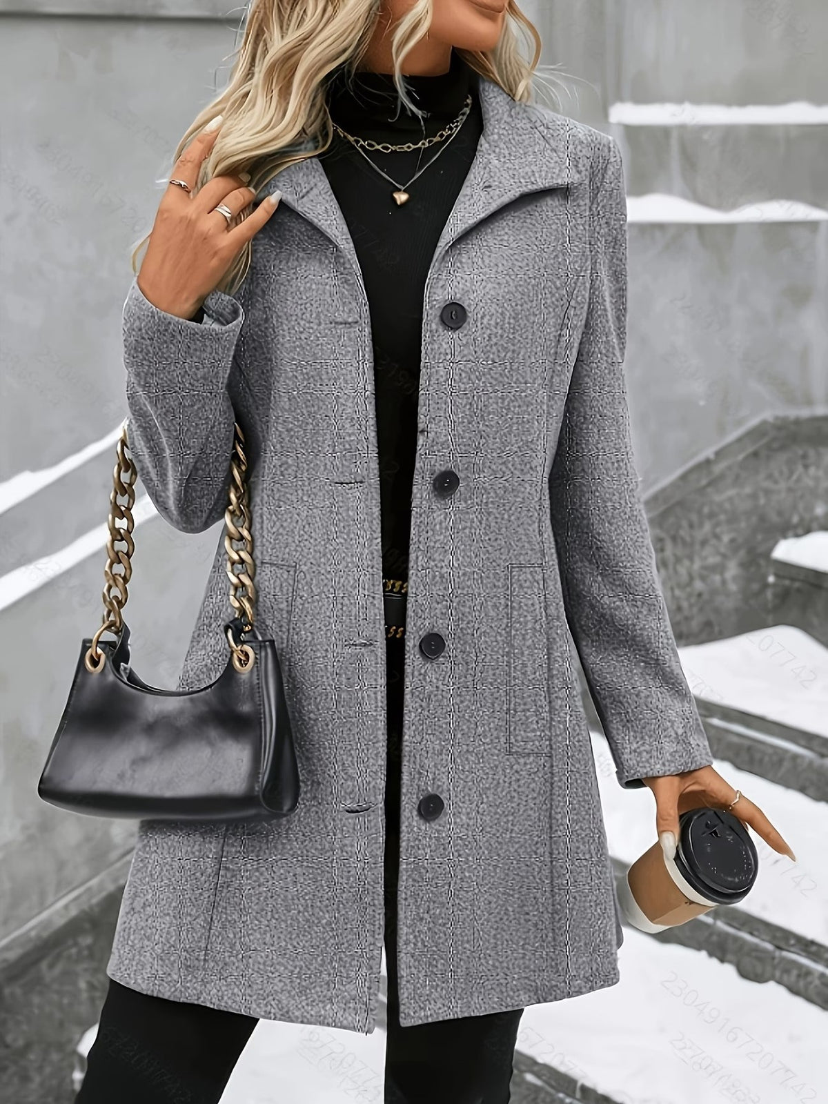 Women’s Mid-Length Wool Blend Coat – Slim Fit