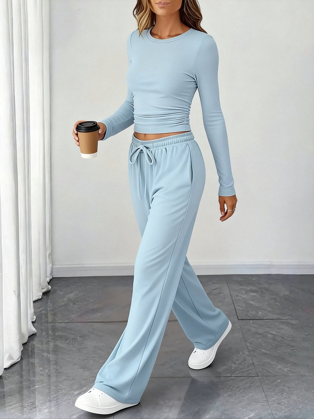 Women's Waist-Defining Long-Sleeve Tracksuit Set