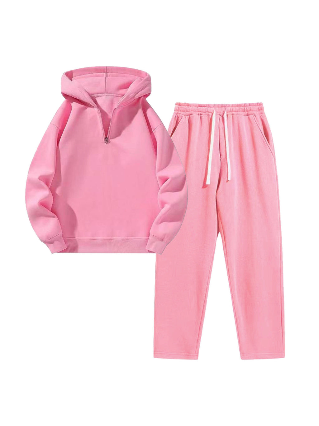 Women's Half-Zip Hoodie & Wide-Leg Pants Set