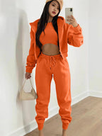 Women's Fleece-Lined Hooded Tracksuit Set