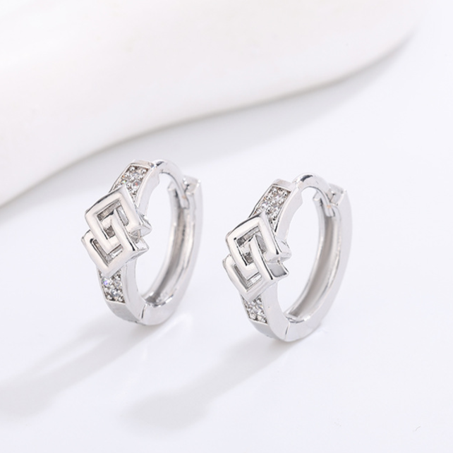 Diamond Studded Hoop Earrings