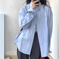 Women's Relaxed Polo-Collar Long-Sleeve Shirt