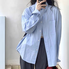 Women's Relaxed Polo-Collar Long-Sleeve Shirt
