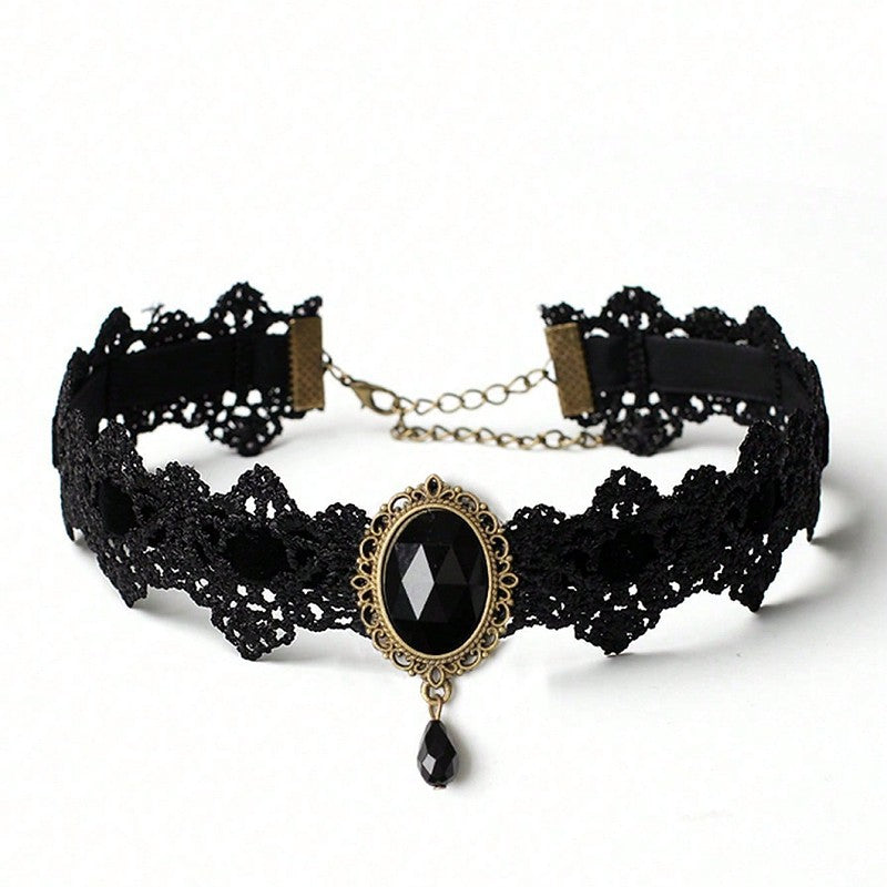 Gothic Rhinestone Choker Collar Necklace
