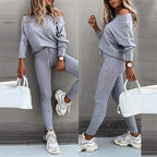 Women's One-Shoulder Lace-Up Tracksuit Set