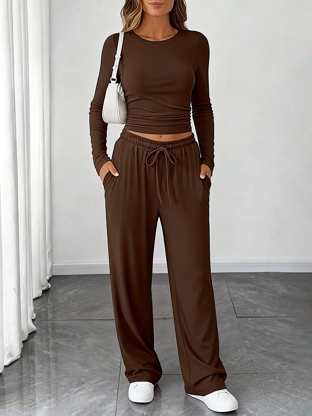 Women's Waist-Defining Long-Sleeve Tracksuit Set
