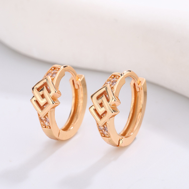 Diamond Studded Hoop Earrings