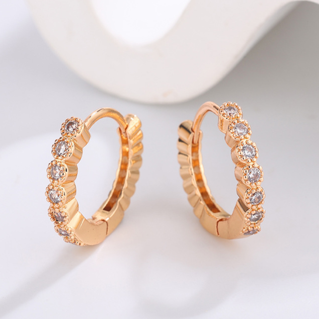 Diamond Studded Hoop Earrings