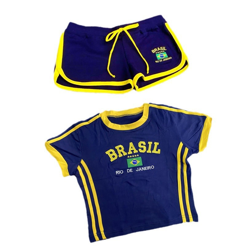 Women's Brazil Letter Y2K Top or Shorts