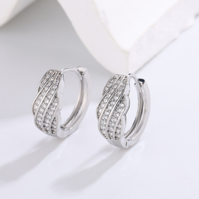 Diamond Studded Hoop Earrings