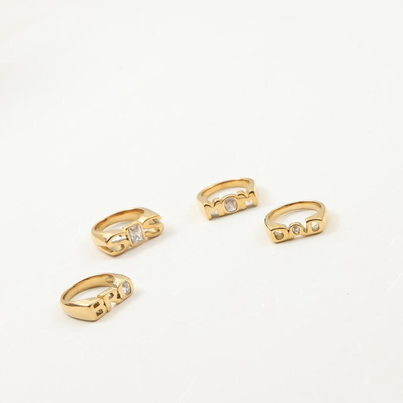 Titanium Steel Letter Engraved Electroplated Ring