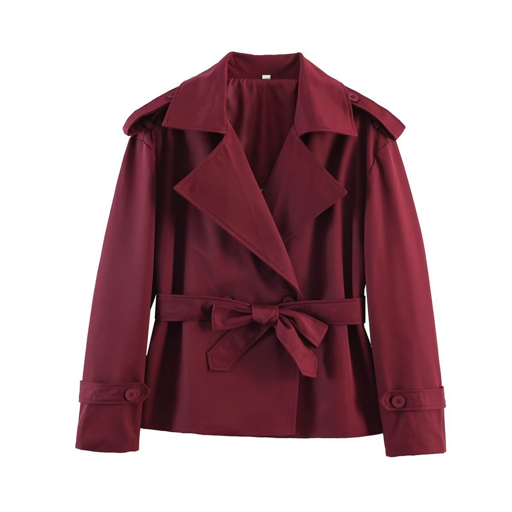 Women's Short Trench Coat – Belted Lapel Coat in 8 Colours | Casual & Semi-Formal