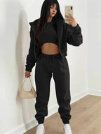Women's Fleece-Lined Hooded Tracksuit Set