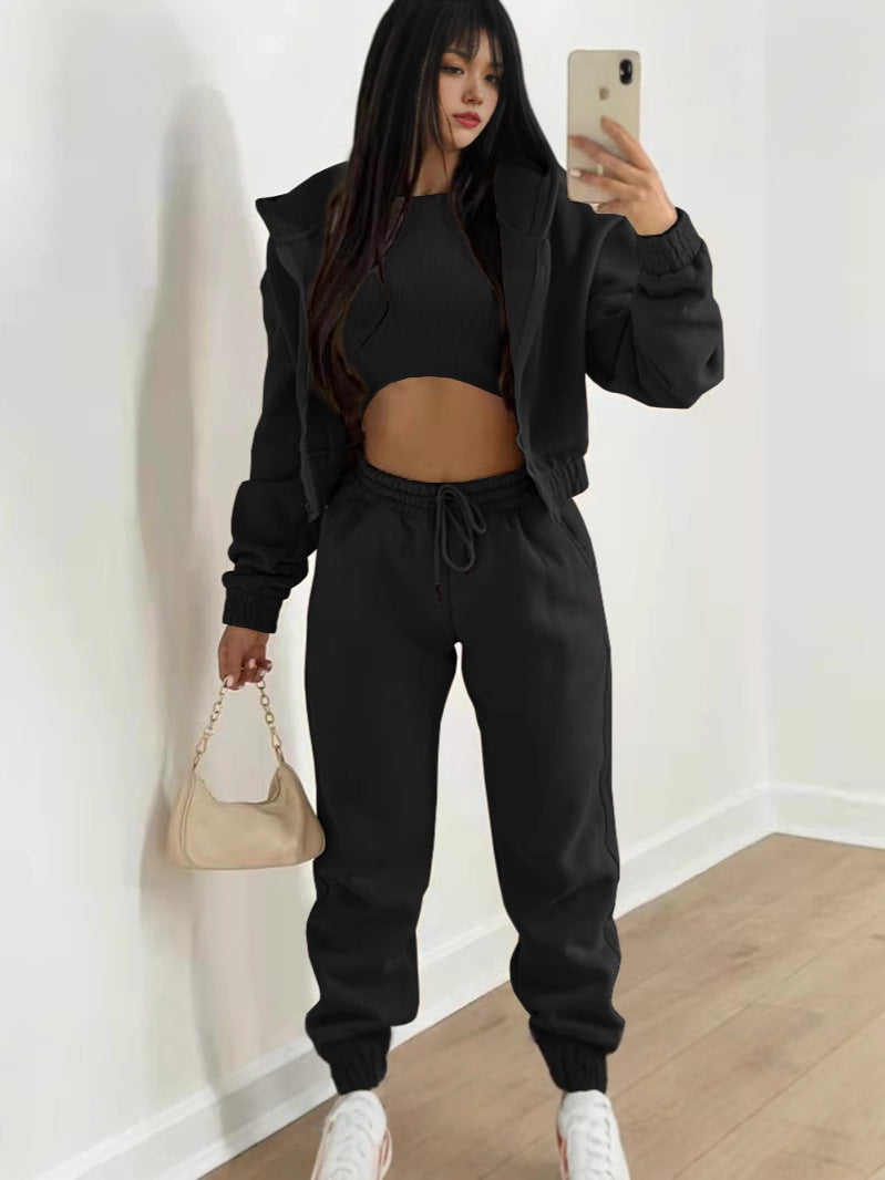 Women's Fleece-Lined Hooded Tracksuit Set
