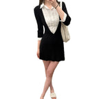 Black & White Layered-Look Shirt Dress