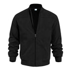 Men's Suede-Look Stand Collar Zip Jacket
