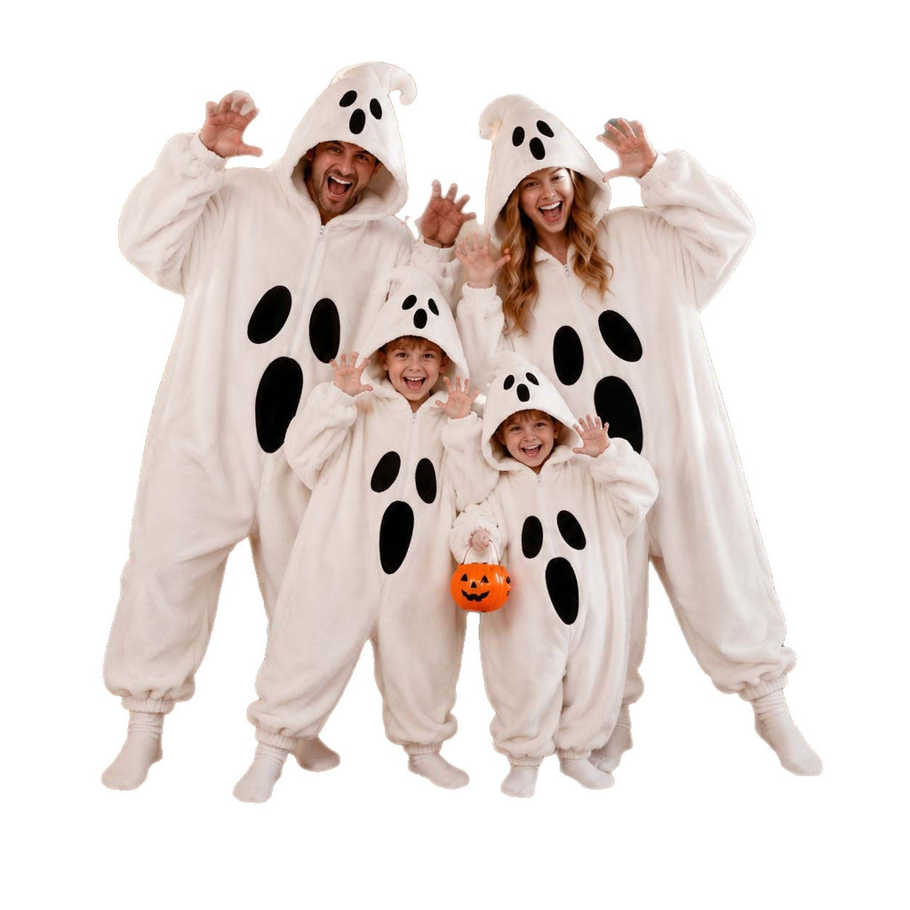 Halloween Ghost Plush Pajamas – Family Matching Set for Kids & Adults