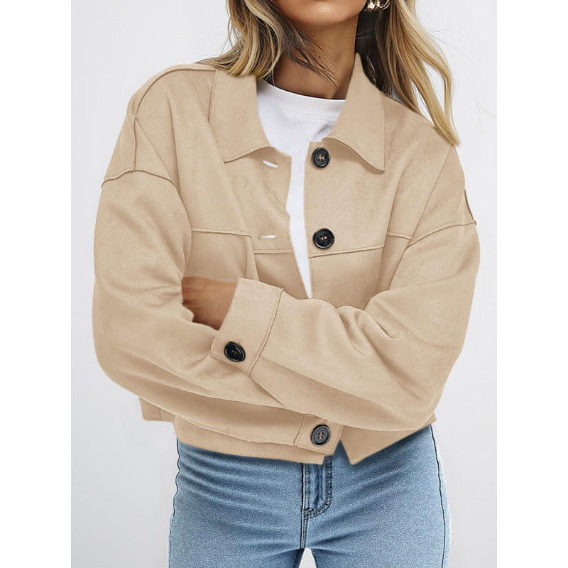 Women's Suede-Look Button-Front Jacket