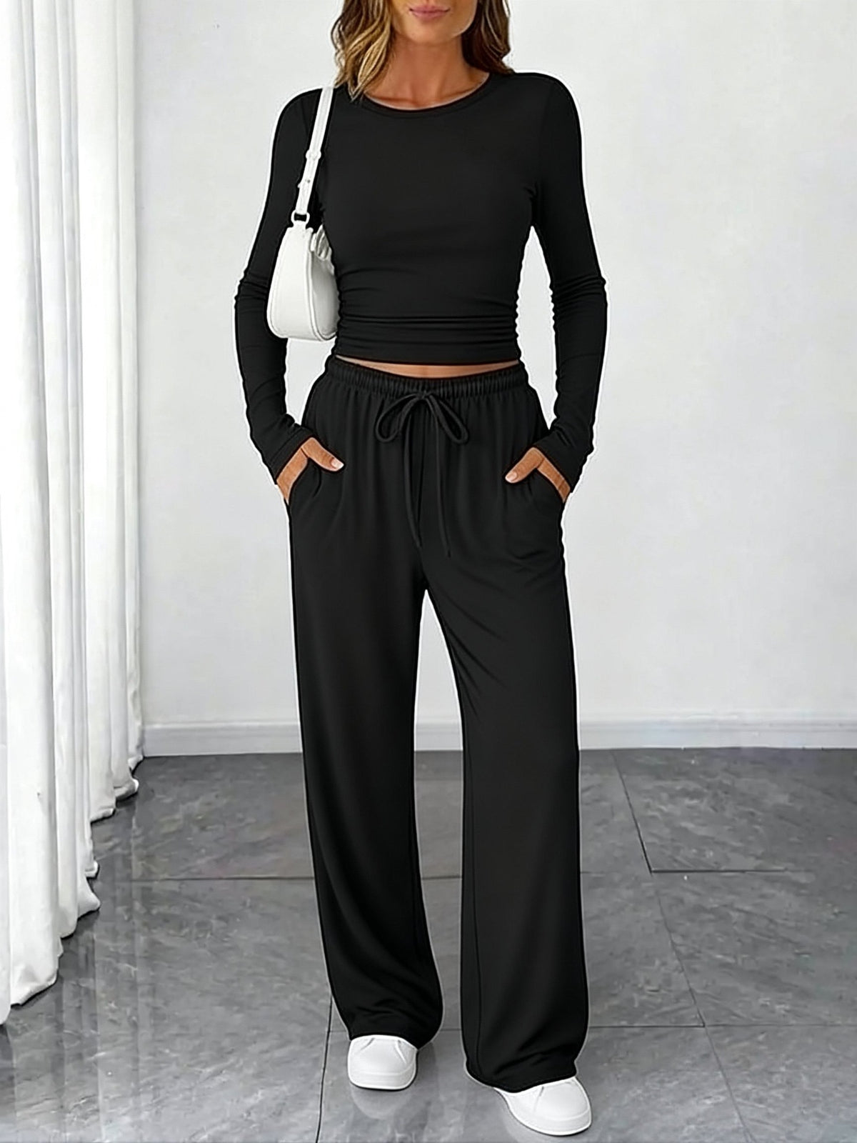 Women's Waist-Defining Long-Sleeve Tracksuit Set