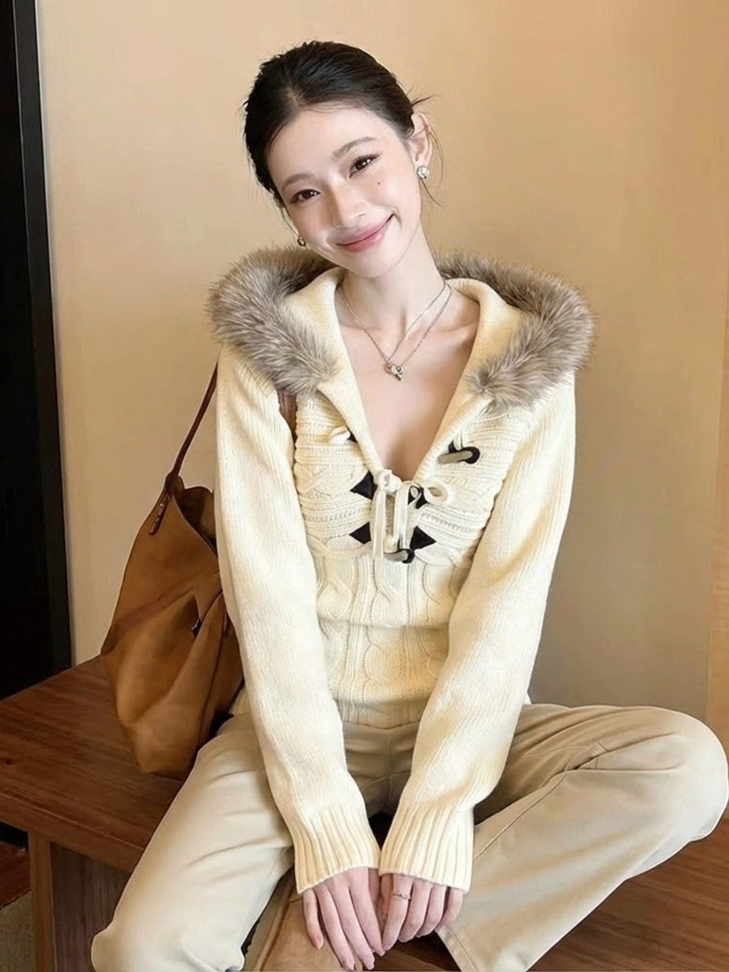 Women's Retro Hooded Knit Sweater