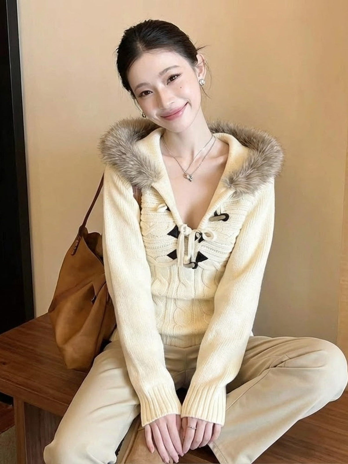 Women's Retro Hooded Knit Sweater
