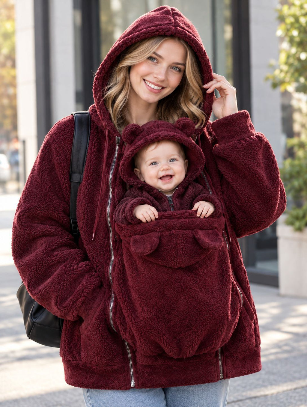 Women's Oversized Button-Front Fleece Hoodie