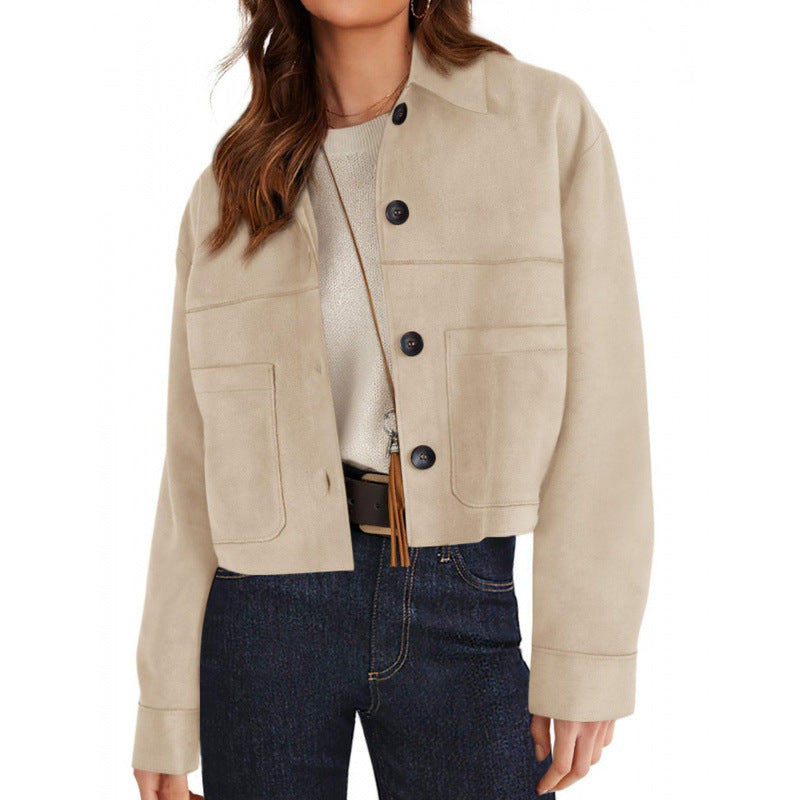 Women's Suede-Look Button-Front Jacket