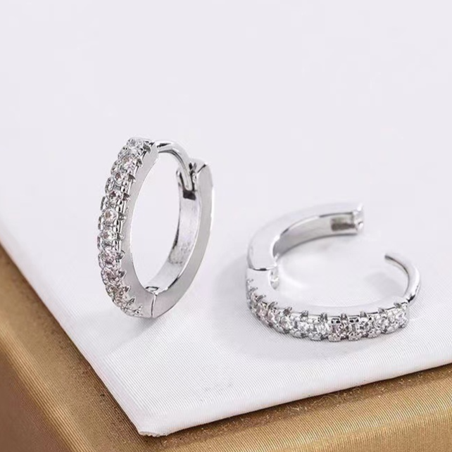 Diamond Studded Hoop Earrings