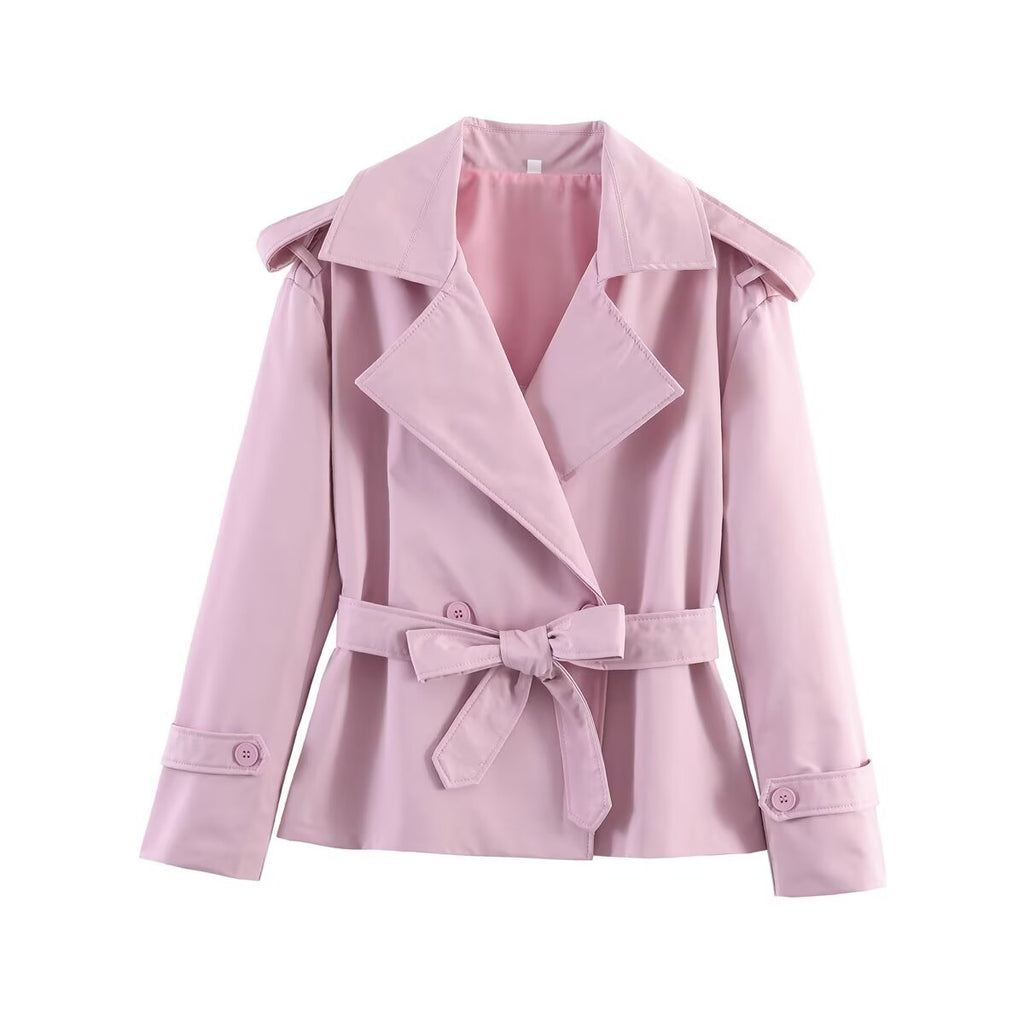 Women's Short Trench Coat – Belted Lapel Coat in 8 Colours | Casual & Semi-Formal