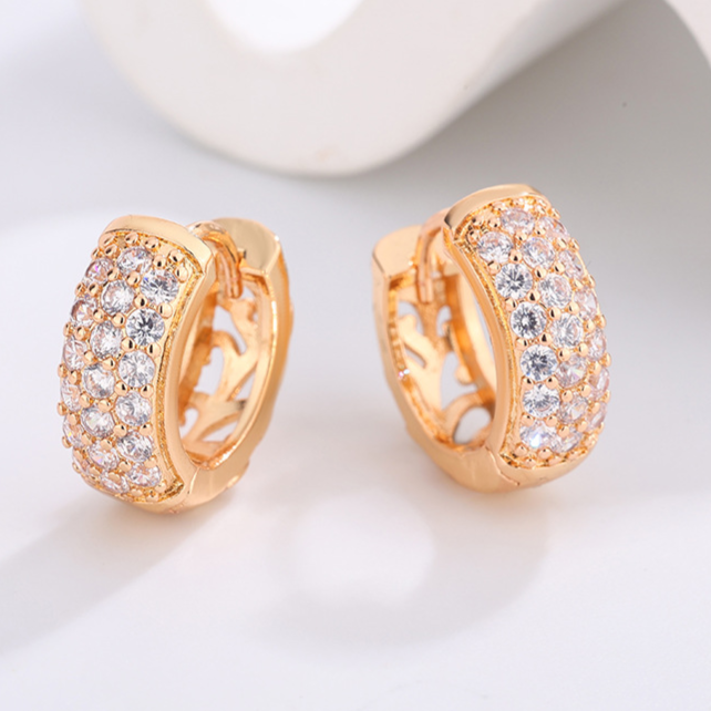 Diamond Studded Hoop Earrings