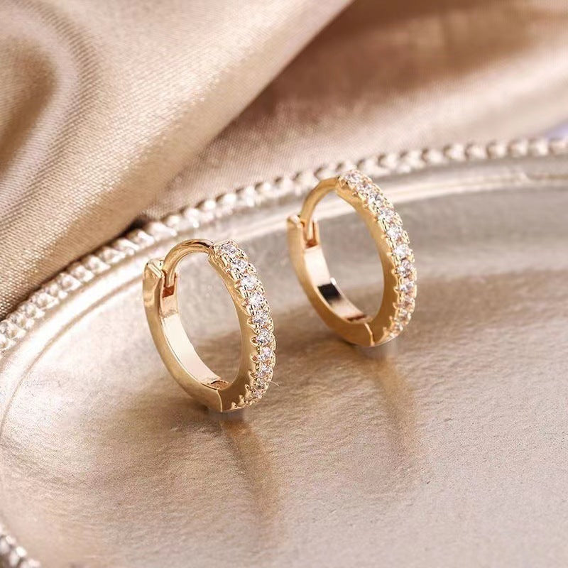 Diamond Studded Hoop Earrings