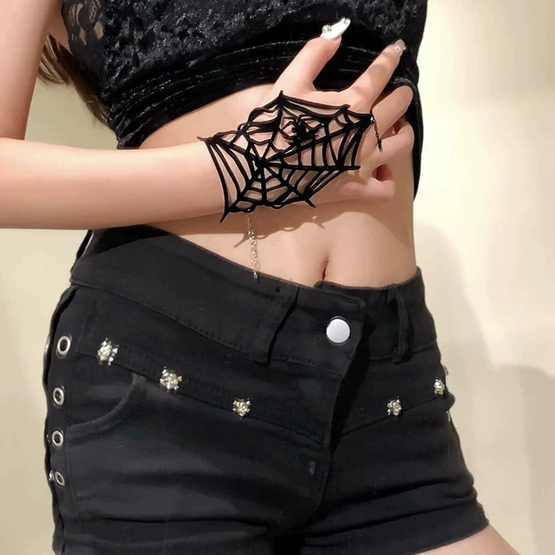 Gothic Spider Web Finger Chain Hand Jewelry