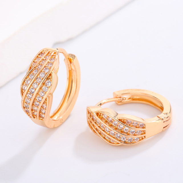 Diamond Studded Hoop Earrings