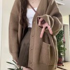 Women's Relaxed V-Neck Button Cardigan