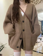 Women's Relaxed V-Neck Button Cardigan
