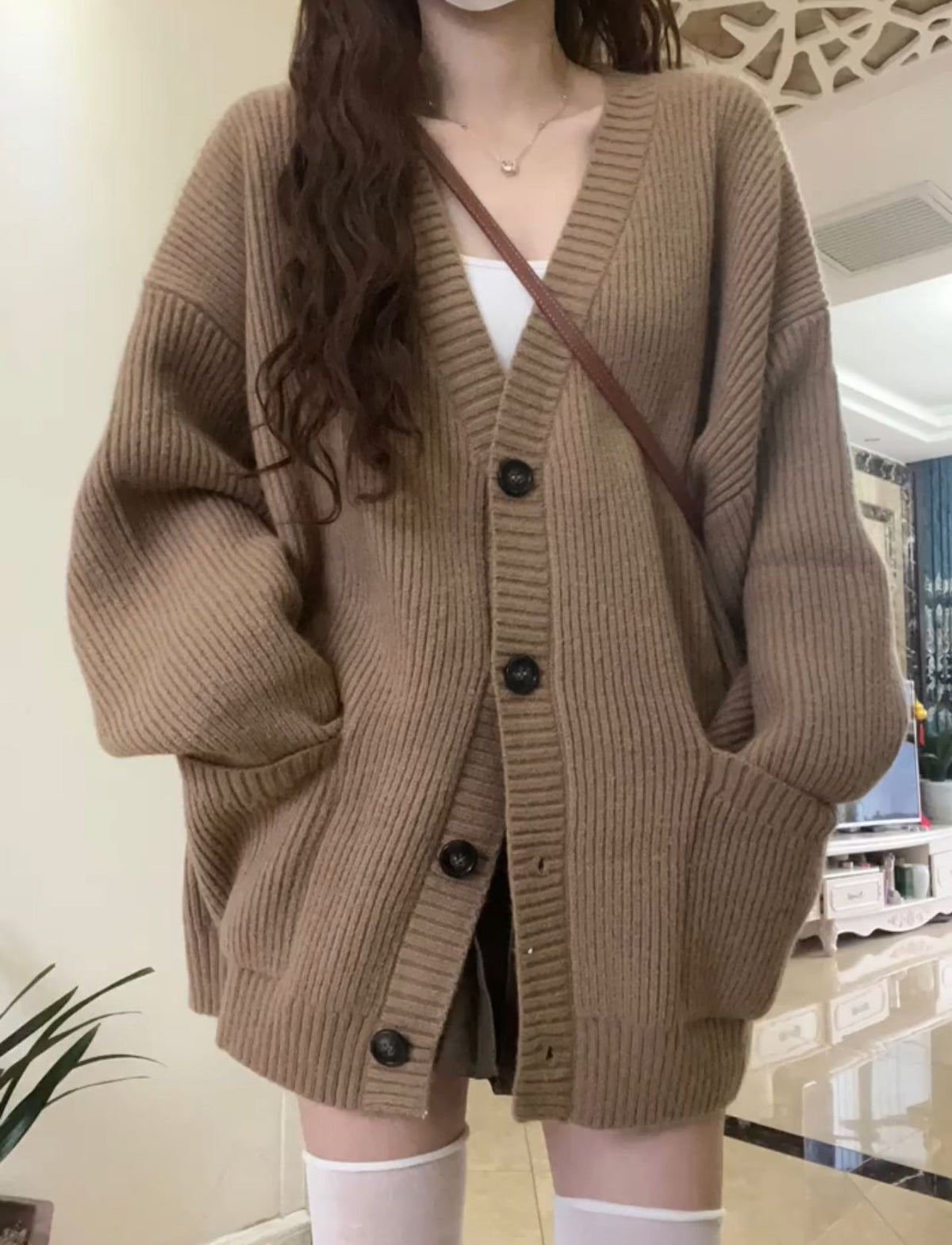 Women's Relaxed V-Neck Button Cardigan