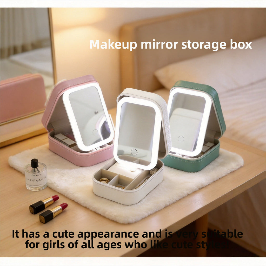 LED Lighted Makeup Bag with Mirror – Portable Vanity Case for Travel | Pink, Green & White