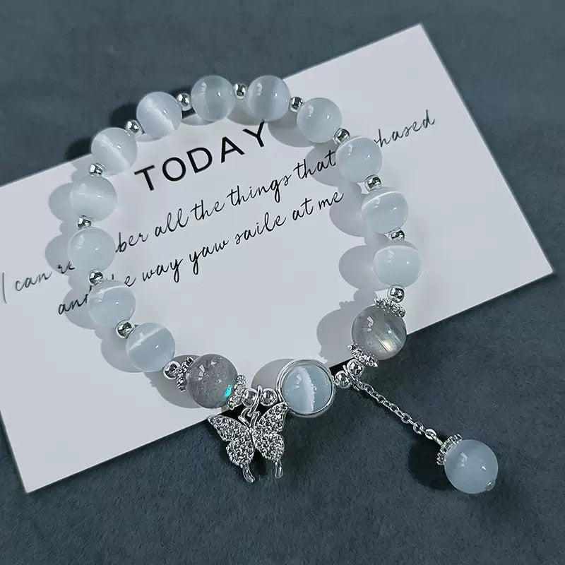 Cat's Eye Crystal Butterfly Bracelet for Women