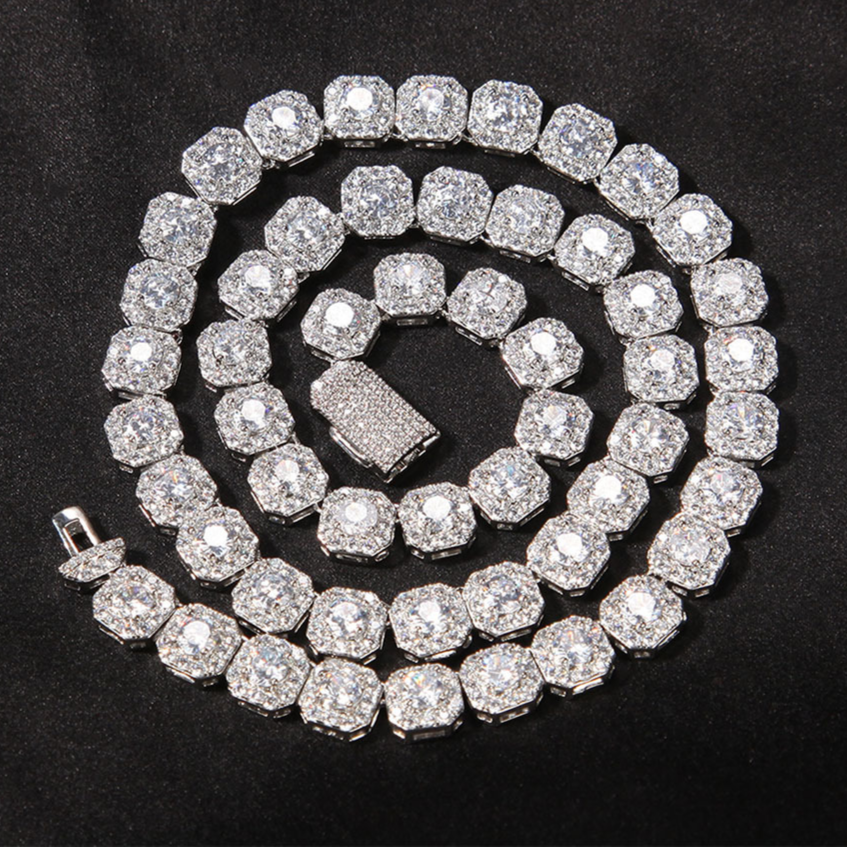 9mm Square Zircon Box Chain Necklace