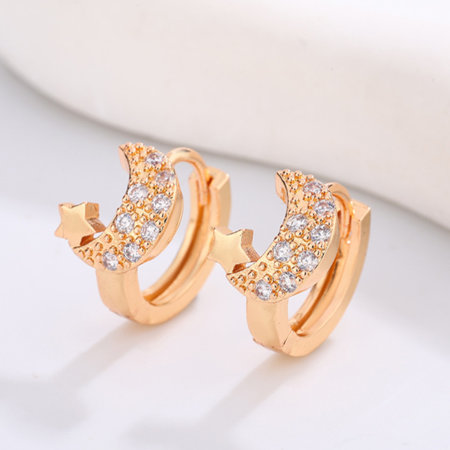 Diamond Studded Hoop Earrings