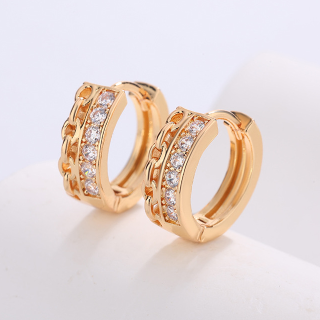 Diamond Studded Hoop Earrings