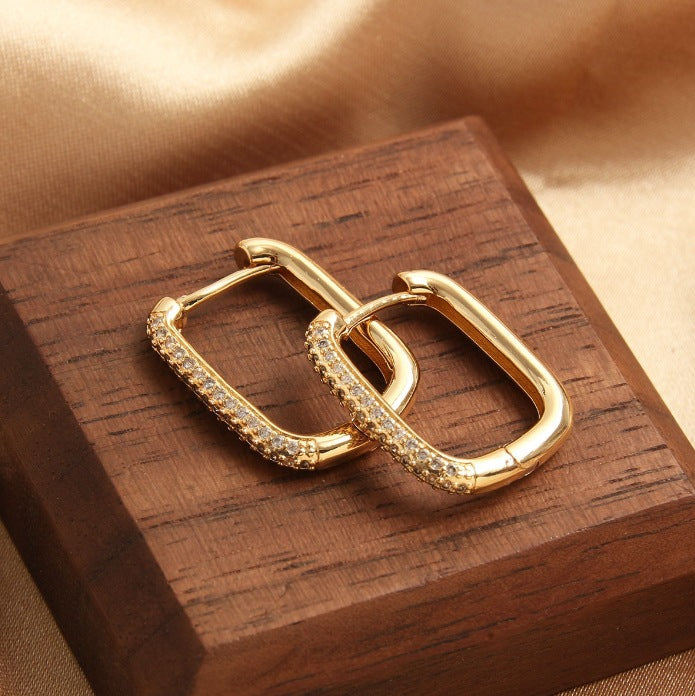U-Shaped Simulated Diamond Zircon Earrings for Women