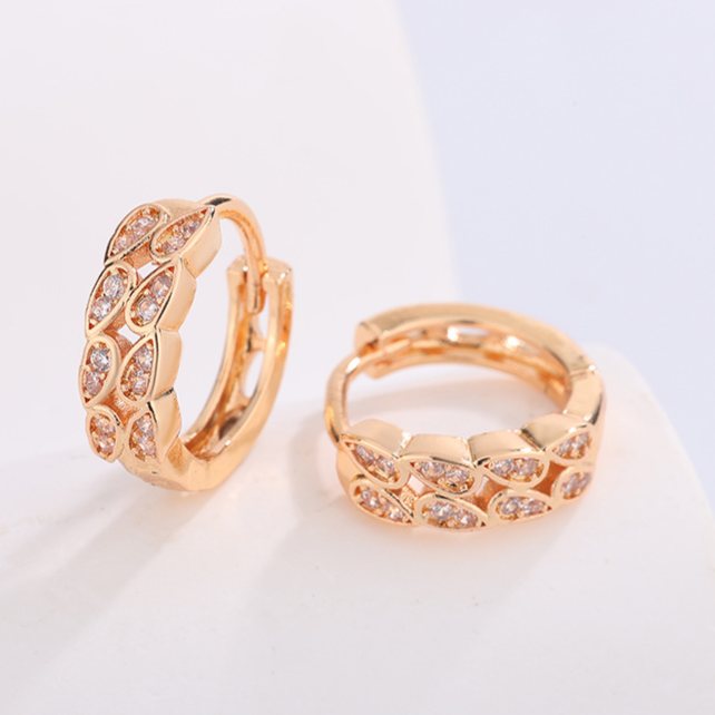 Diamond Studded Hoop Earrings