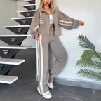 Striped Zipper Tracksuit for Women