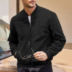 Men's Suede-Look Stand Collar Zip Jacket