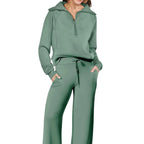 Women's Zip Sweatshirt & Wide-Leg Pants Set