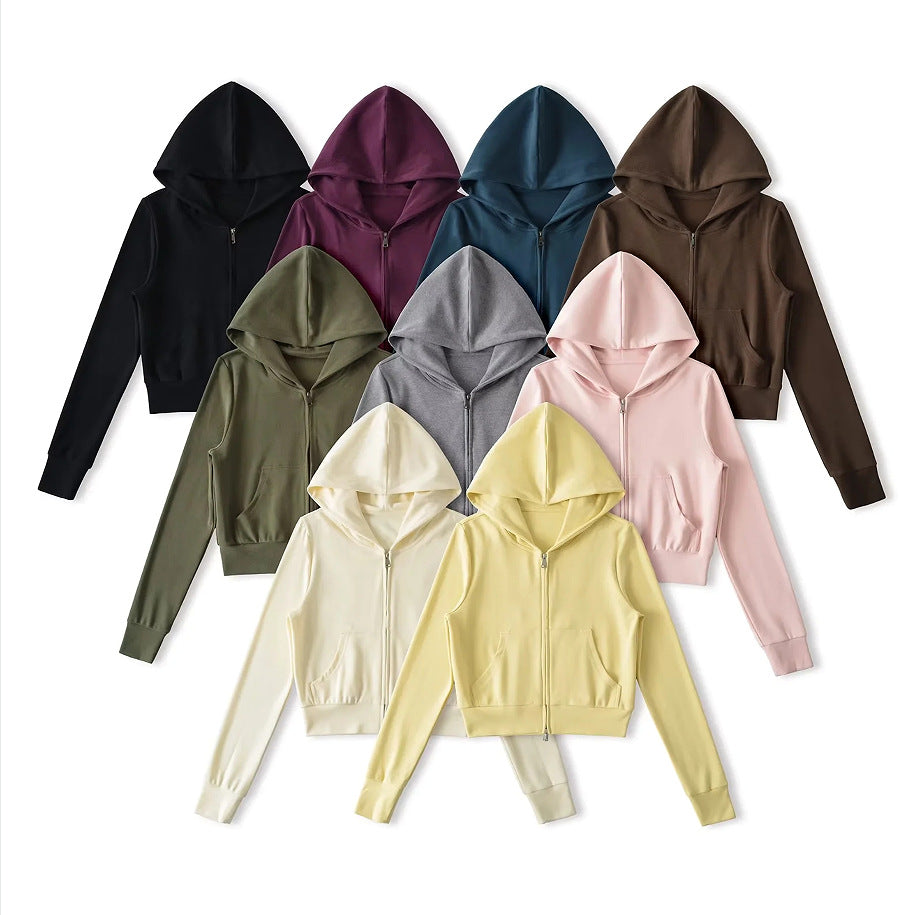 Women's Cropped Zip Hoodie & Set Options
