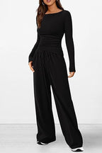 Women's Asymmetric Top & Wide-Leg Pants Set